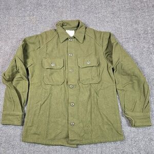 Vintage Amertex Enterprises Jacket Mens Medium Green Wool Shirt Cold Weather